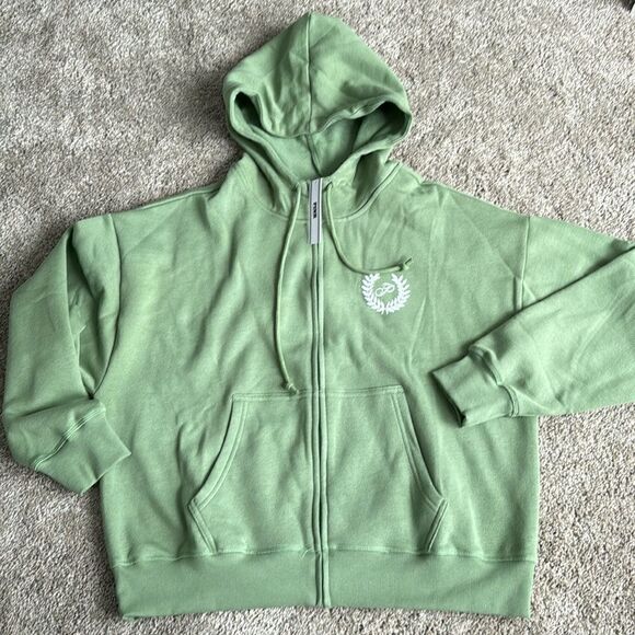 NWT VICTORIA’S SECRET PINK GREEN FULL ZIP HOODIE M - Picture 1 of 3
